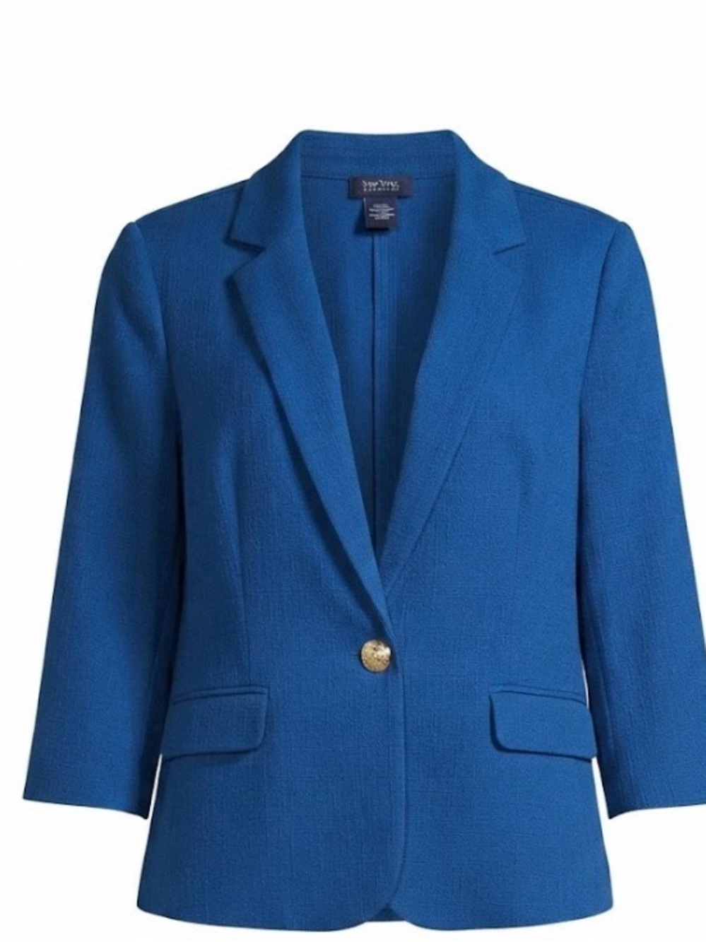Women's Cobalt Single-Button Blazer with Notch Lapel.